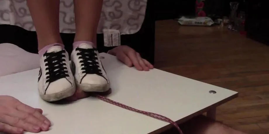 Goddess Jane extreme dick and ball crushing with sneakers 