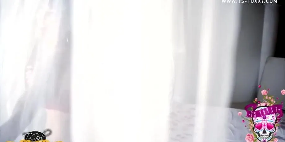 Shemale Seductress Behind The Curtains Teases With Her Hot Body And Juicy Dick (TS Foxxy) 