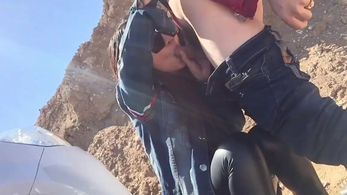 Asian slut gets anal creampied in leather pants 