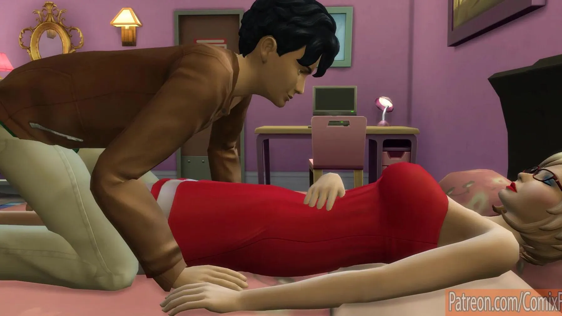 Stepson Bangs Horny StepMom on Computer Desk 