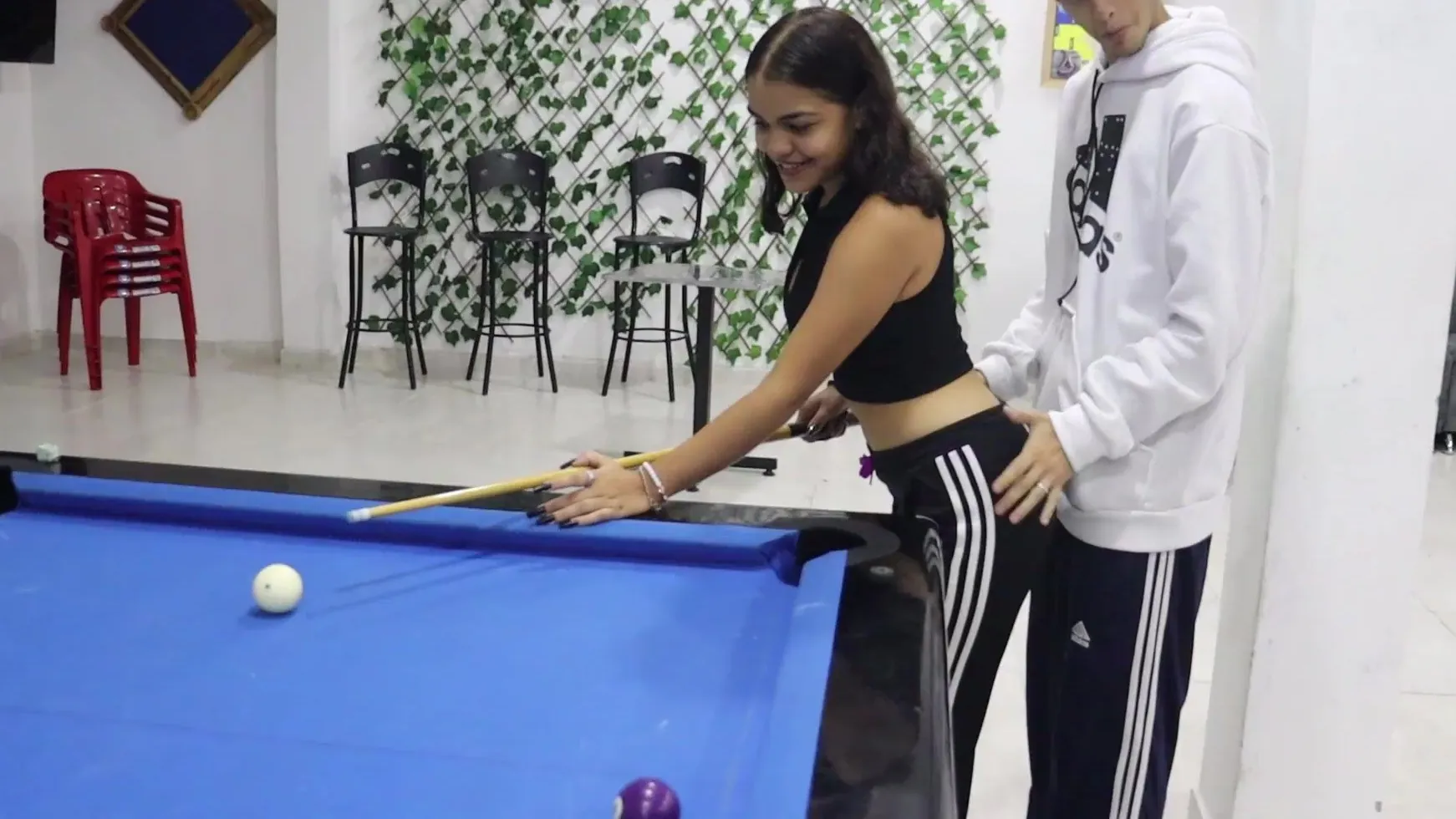 Banging My Horny Li*** Latina Stepsister on My Stepdad's Pool Table 
