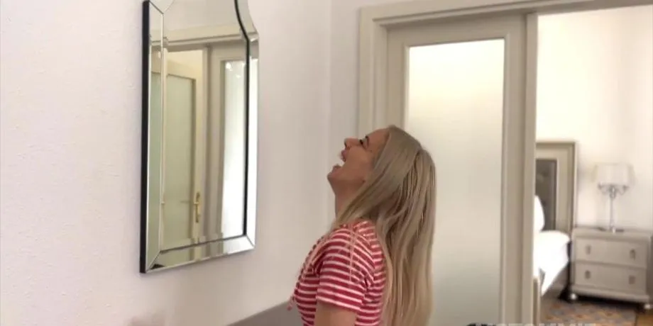 Nesty is a tiny petite blonde pornstar. I made this homemade POV video with her in her hotel room. (TinyMilf) 