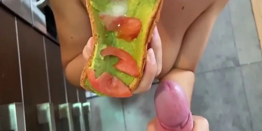 Dirty messy Food - I love milking him and eating his cum for breakfast on a toast  Happy meal 