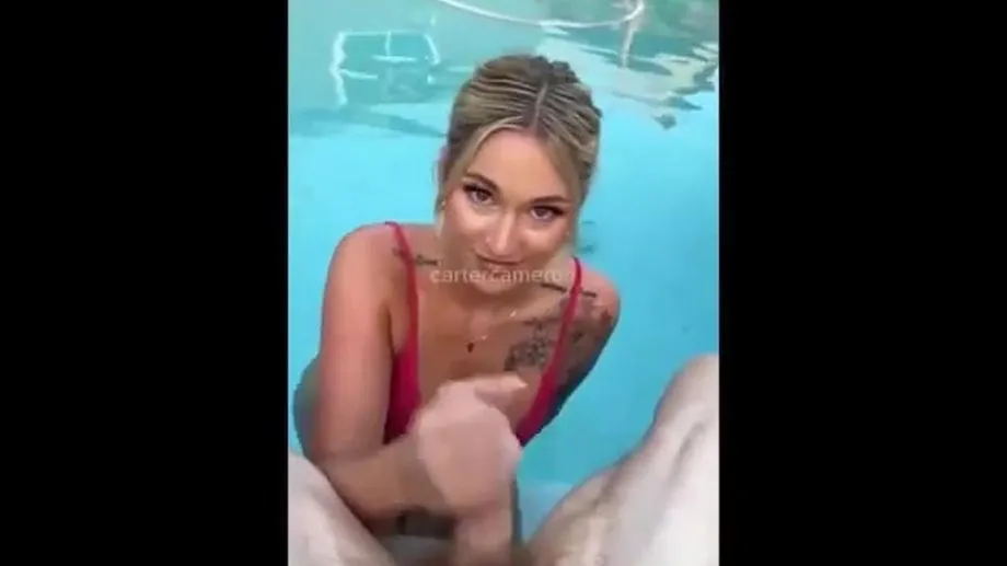 Carter Cameron Blowjob in Pool 