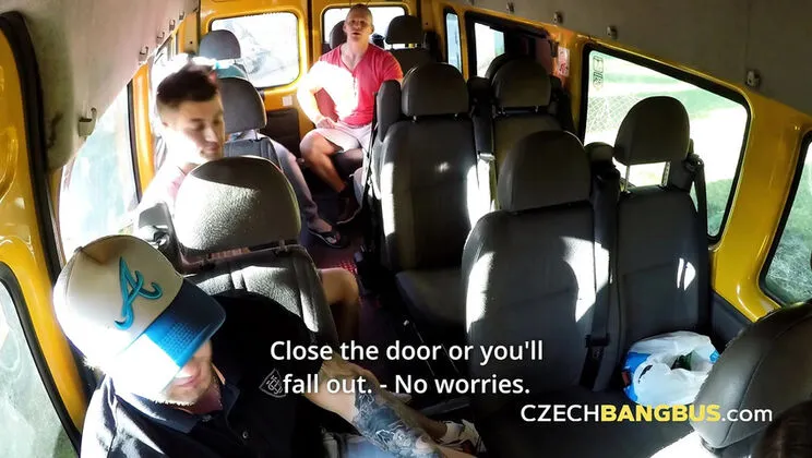 Hairy MILF Gets a Tasty Bukkake Load on Czech Bang Bus 
