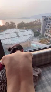 Slut stewardess fucked behind the floor-to-ceiling window next to West Lake in Hangzhou 