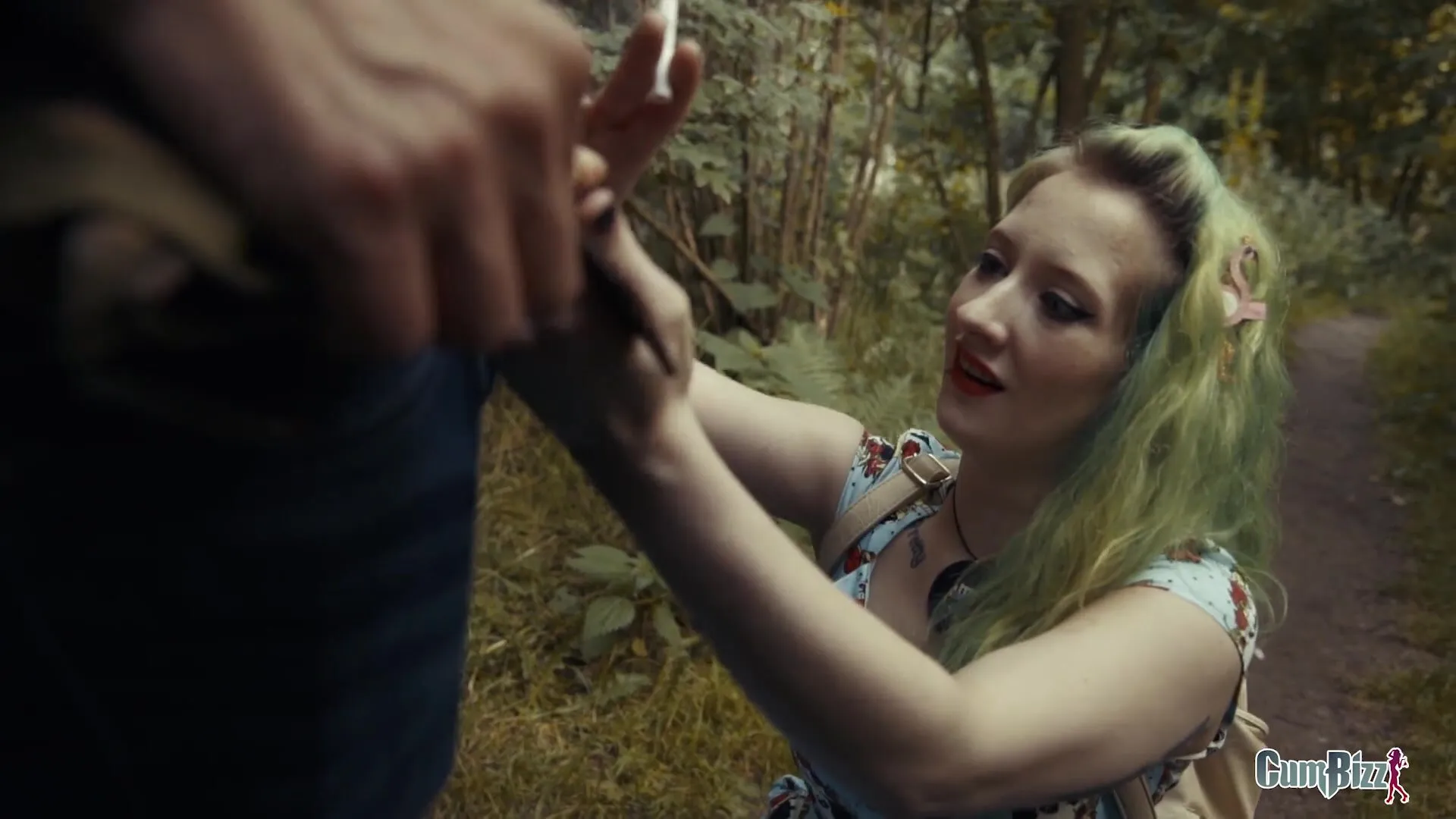 Cumbizz - Naughty college girl walks in the notorious woods full of flashers 