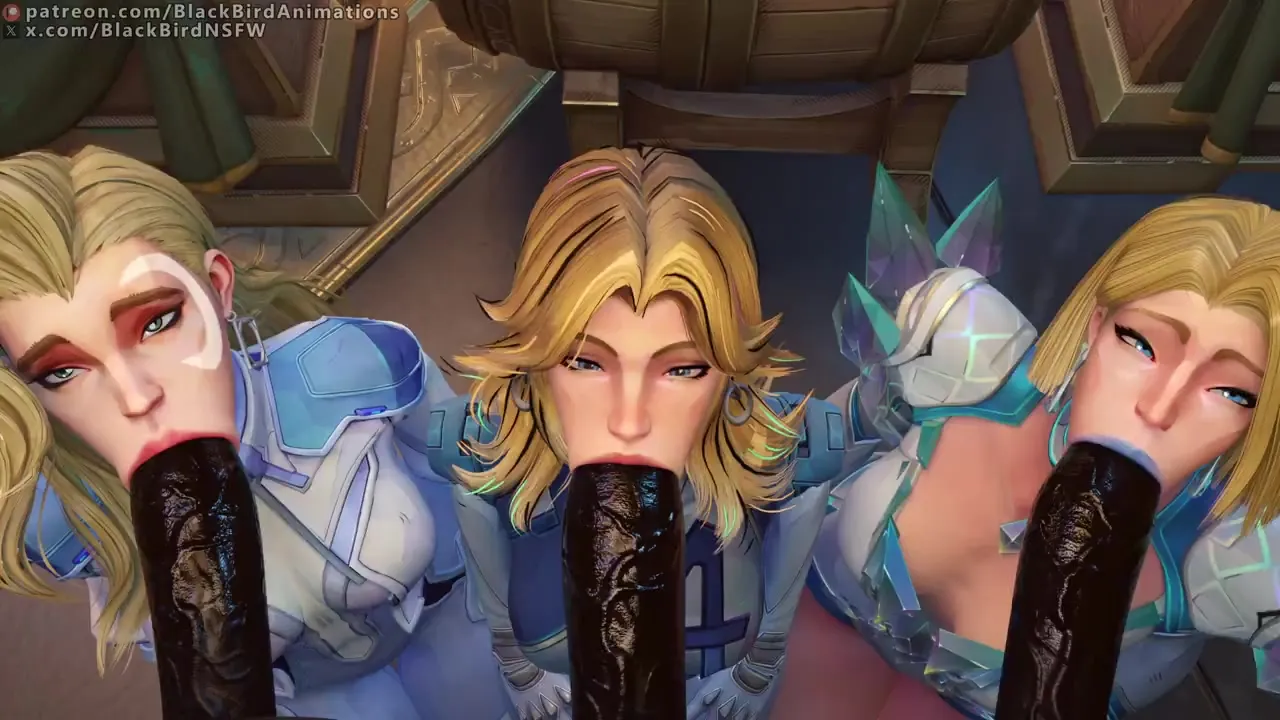 [BlackBirdNSFW] Triple Blonde Blowjob 