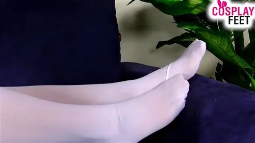 Hot nurse in white stockings and red balletflats foot tease 