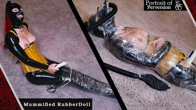 RubberDoll Gets Mummified & Made to Cum: A Latex Loving Girl Wrapped in Plastic Cums on a Magic Wand 