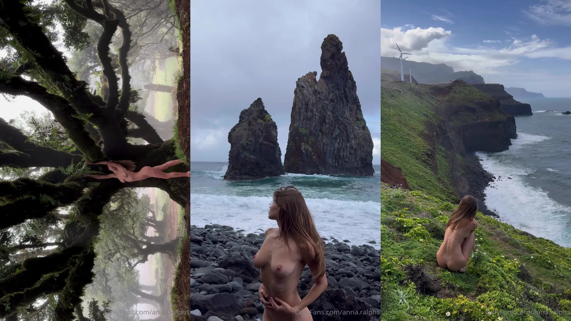 AnnaRalphs from OnlyFans teases outdoors in nature with her perky tits and pussy on full display in this seductive video. 