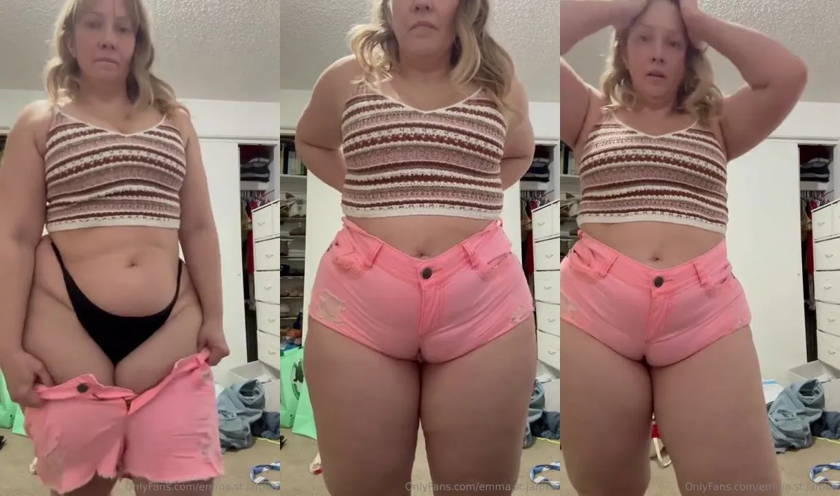 Emma.st.james Trying on Tight Pink Shorts and Crop Top in OnlyFans Video 