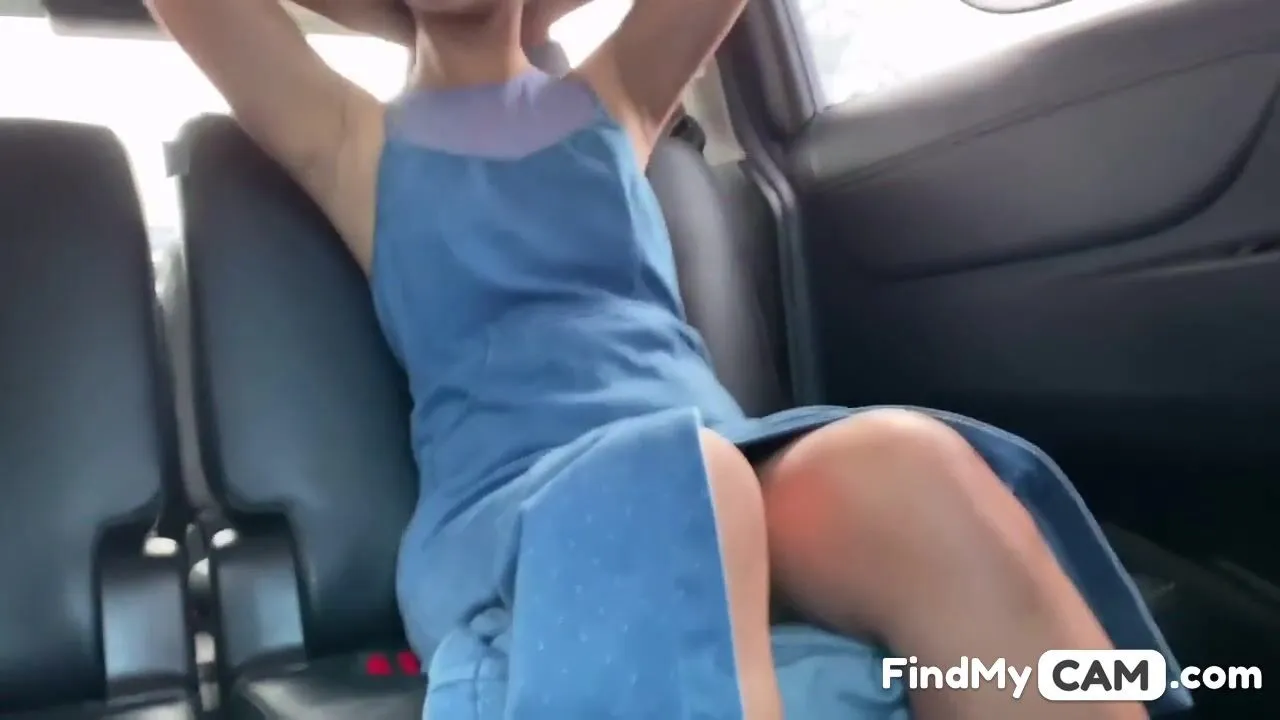 Asian Solo Female Masturbates with Black Dildo in Public Car 