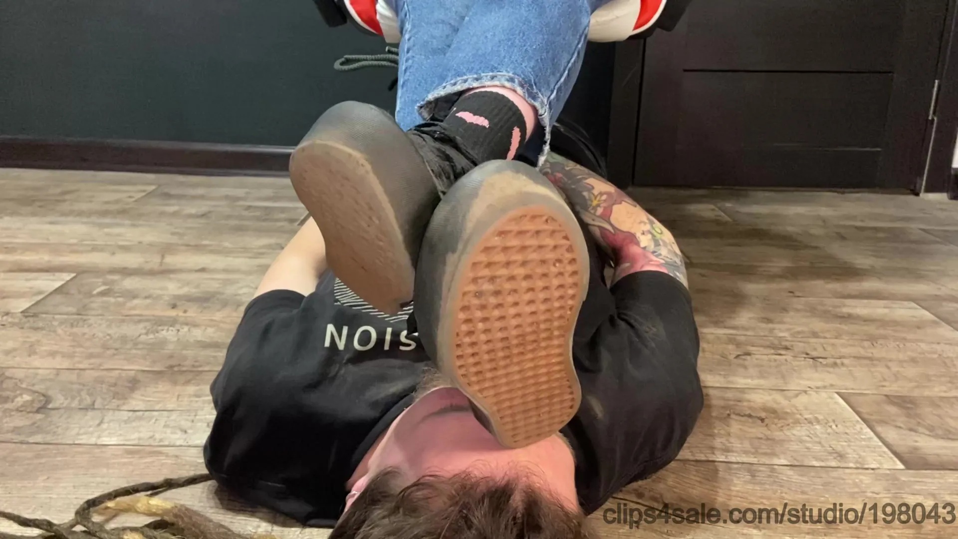 Slave S Face As A Footstool Under My Dirty Vans Sneakers Socks And Sweaty Bare Feet 